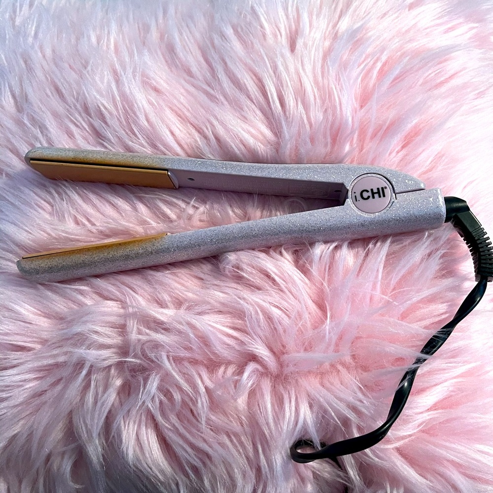 Glittery pink Chi flat iron straightener